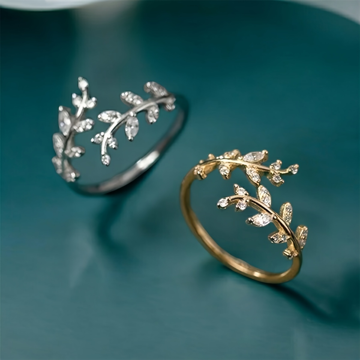 Adjustable Women's Ring 18K Plated Floral Jewelry for Weddings